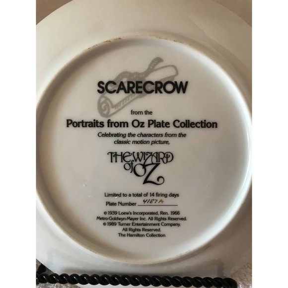 WIZARD OF OZ BY HAMILTON DOROTHY & SCARECROW PLATES - Picture 11 of 15